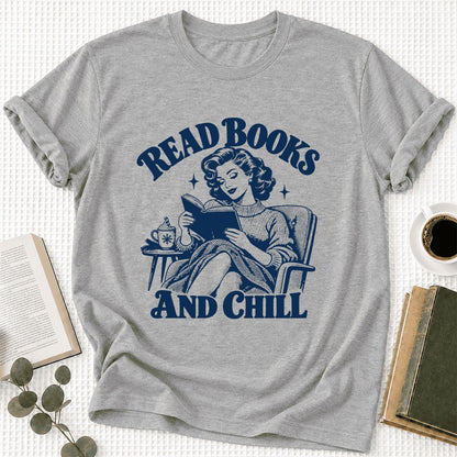 READ BOOKS AND CHILL Ultra-Soft Cotton T-Shirt | Cozy Book Lover Gift Athletic Heather