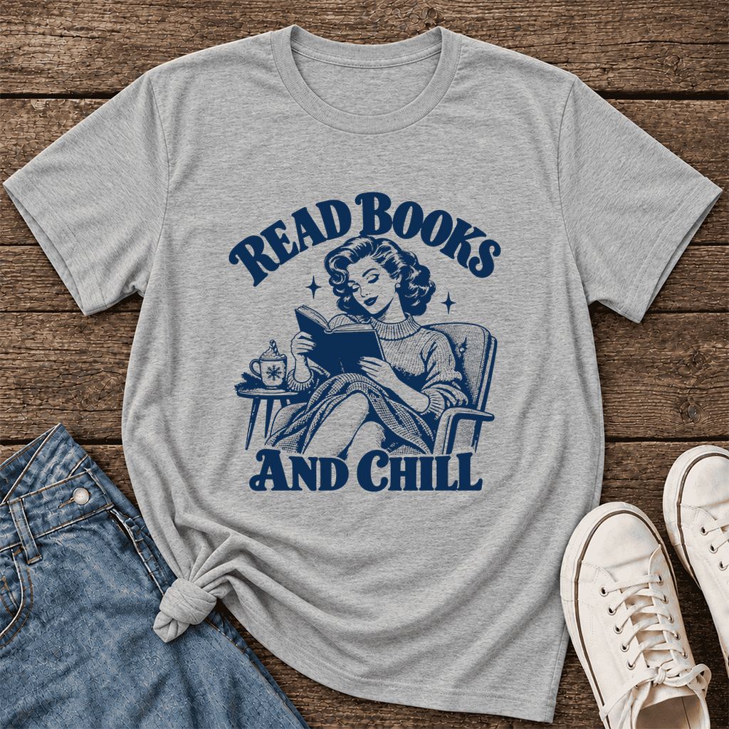READ BOOKS AND CHILL Ultra-Soft Cotton T-Shirt | Cozy Book Lover Gift Athletic Heather