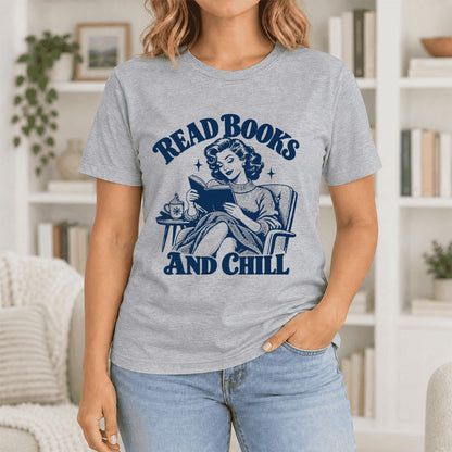 READ BOOKS AND CHILL Ultra-Soft Cotton T-Shirt | Cozy Book Lover Gift Athletic Heather