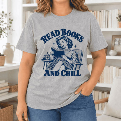 READ BOOKS AND CHILL Ultra-Soft Cotton T-Shirt | Cozy Book Lover Gift Athletic Heather