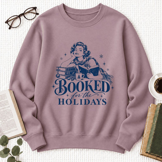 Booked for the Holidays Softstyle Sweatshirt | Cozy Christmas Reader Gift Paragon
