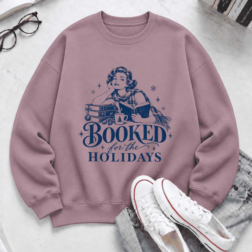 Booked For The Holidays Softstyle Sweatshirt | Cozy Christmas Reader Gift Paragon