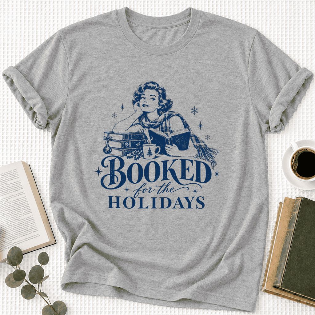 Booked for the Holidays Ultra-Soft Cotton T-Shirt | Christmas Reader Gift Athletic Heather