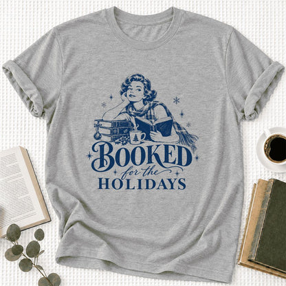 Booked for the Holidays Ultra-Soft Cotton T-Shirt | Christmas Reader Gift Athletic Heather