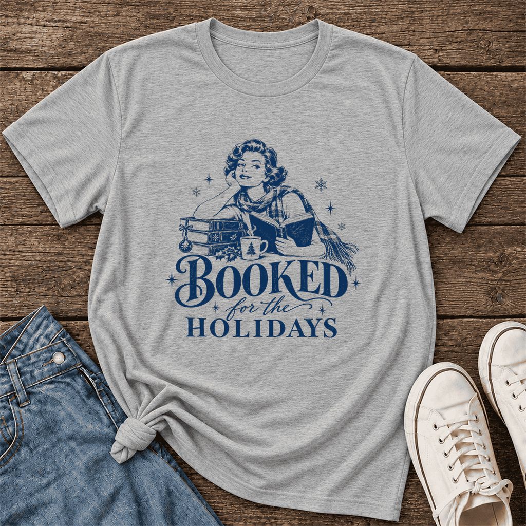 Booked for the Holidays Ultra-Soft Cotton T-Shirt | Christmas Reader Gift Athletic Heather