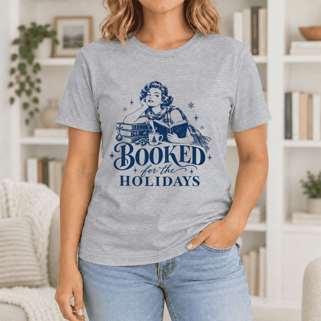 Booked for the Holidays Ultra-Soft Cotton T-Shirt | Christmas Reader Gift Athletic Heather