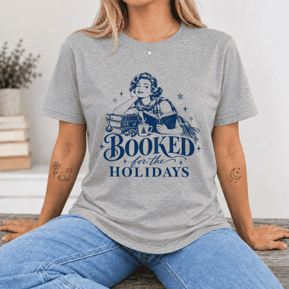 Booked for the Holidays Ultra-Soft Cotton T-Shirt | Christmas Reader Gift Athletic Heather
