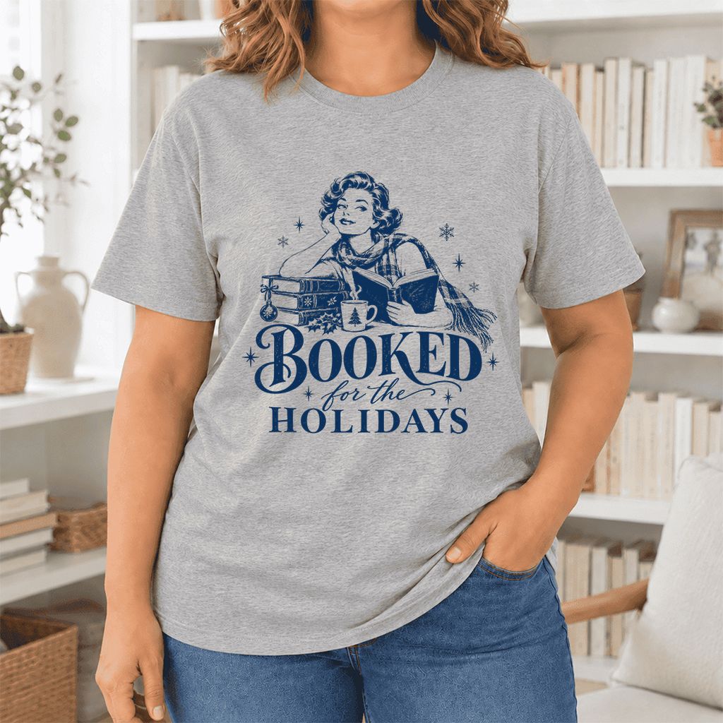 Booked for the Holidays Ultra-Soft Cotton T-Shirt | Christmas Reader Gift Athletic Heather