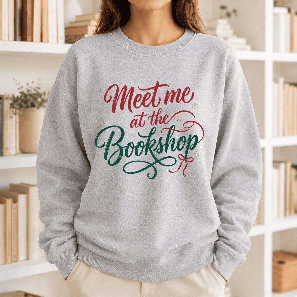 Meet Me At The Bookshop Printed Sweatshirt | Christmas Reader Gift Sport Grey