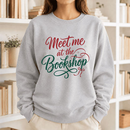 Meet Me At The Bookshop Printed Sweatshirt | Christmas Reader Gift Sport Grey