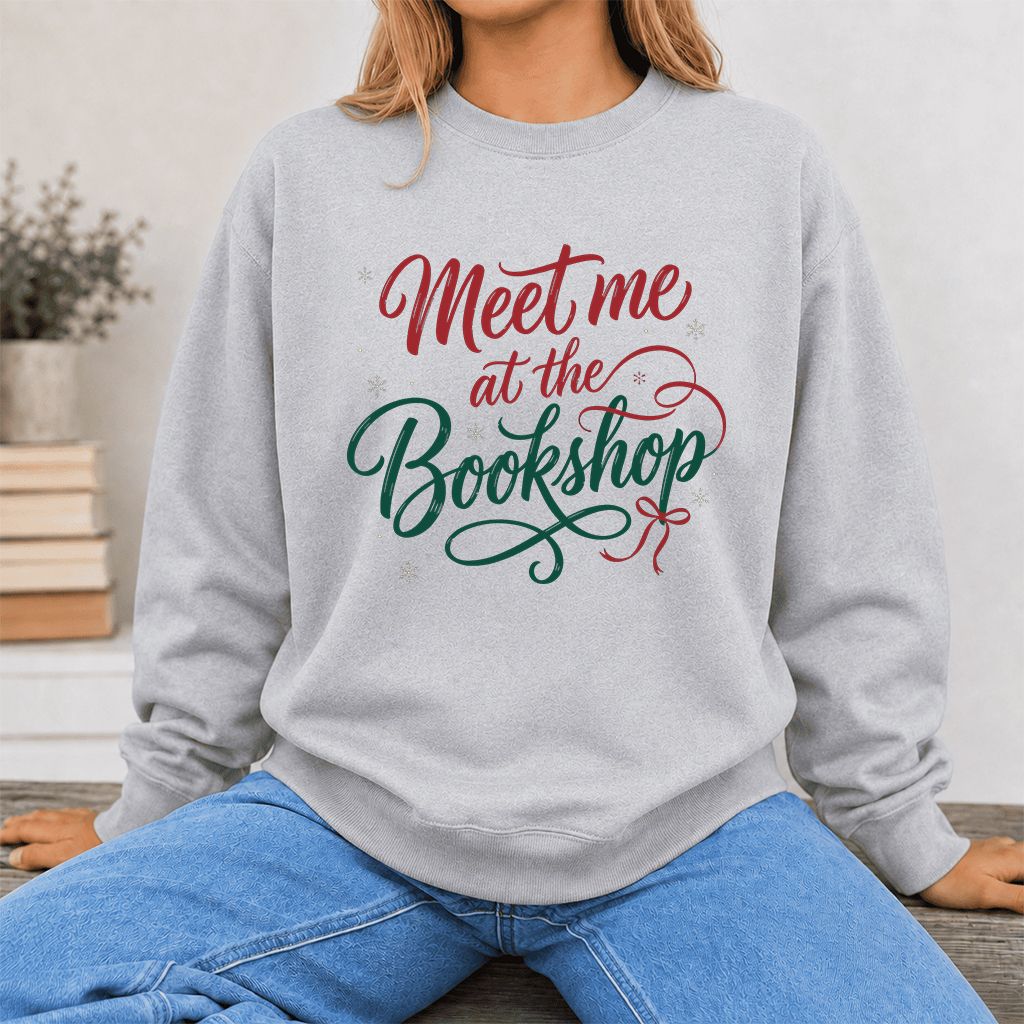 Meet Me At The Bookshop Printed Sweatshirt | Christmas Reader Gift Sport Grey