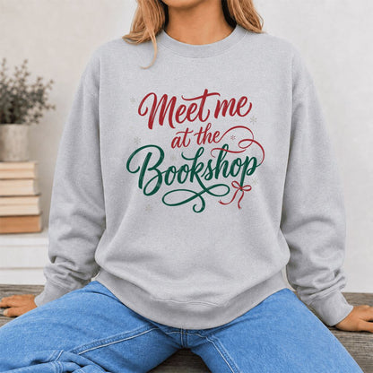 Meet Me At The Bookshop Printed Sweatshirt | Christmas Reader Gift Sport Grey