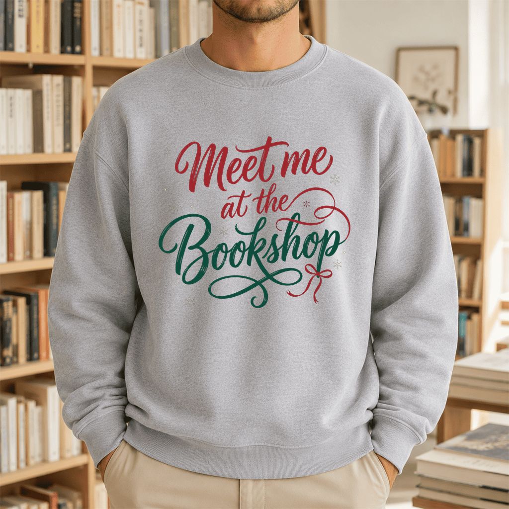 Meet Me At The Bookshop Printed Sweatshirt | Christmas Reader Gift Sport Grey