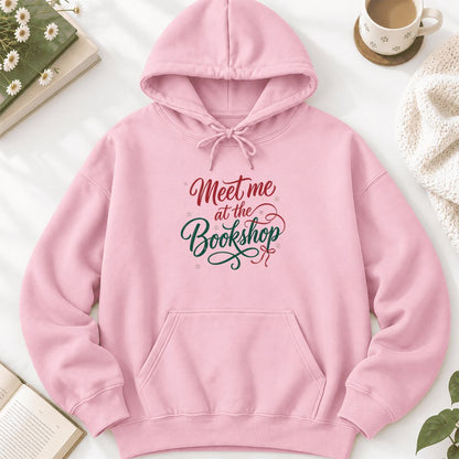 Meet Me At The Bookshop Softstyle Hoodie | Christmas Reader Gift Light Pink