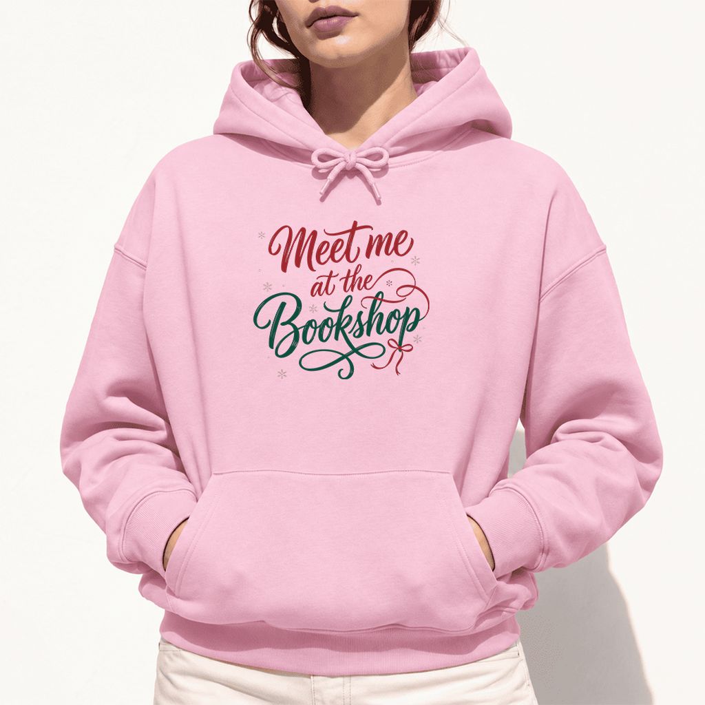 Meet Me At The Bookshop Softstyle Hoodie | Christmas Reader Gift Light Pink