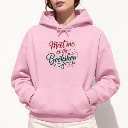 Meet Me At The Bookshop Softstyle Hoodie | Christmas Reader Gift Light Pink
