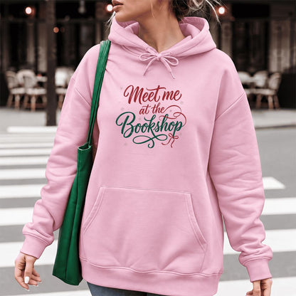 Meet Me At The Bookshop Softstyle Hoodie | Christmas Reader Gift Light Pink