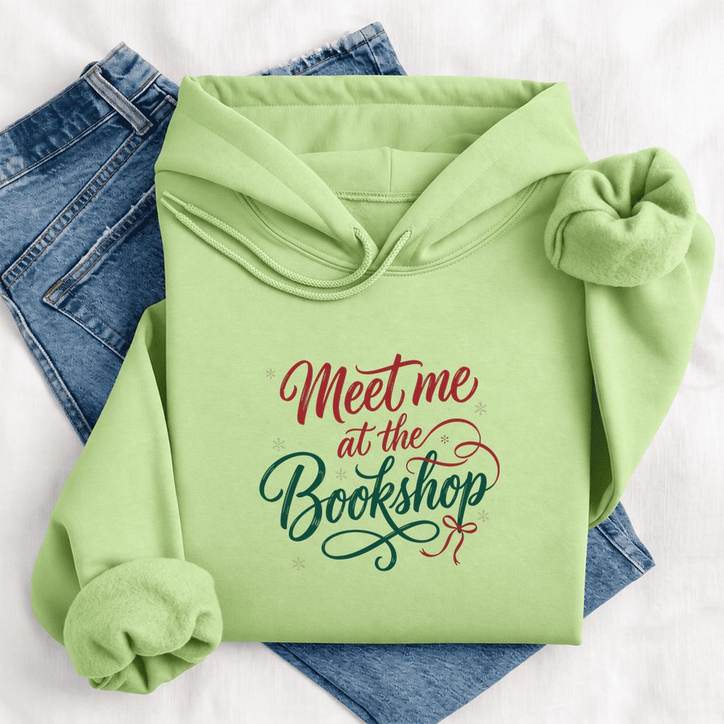 Meet Me At The Bookshop Softstyle Hoodie | Christmas Reader Gift Pistachio
