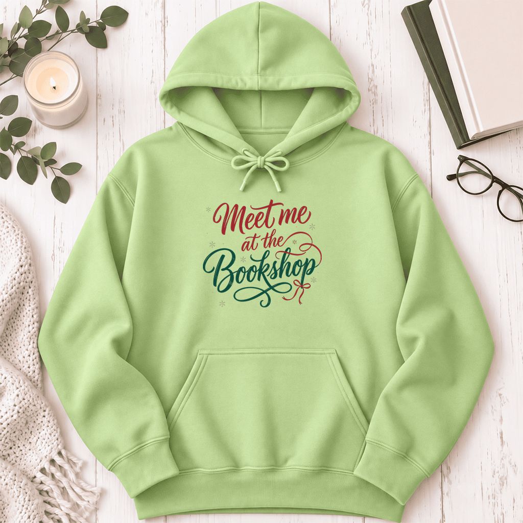 Meet Me At The Bookshop Softstyle Hoodie | Christmas Reader Gift Pistachio