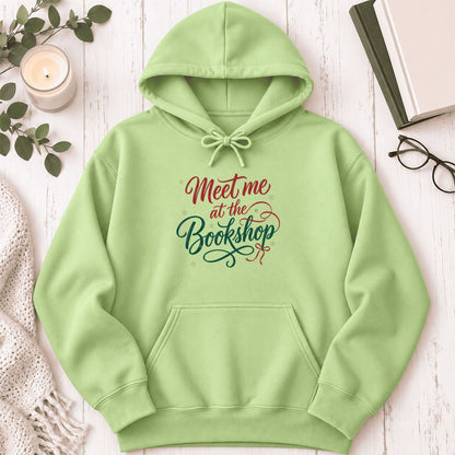 Meet Me At The Bookshop Softstyle Hoodie | Christmas Reader Gift Pistachio