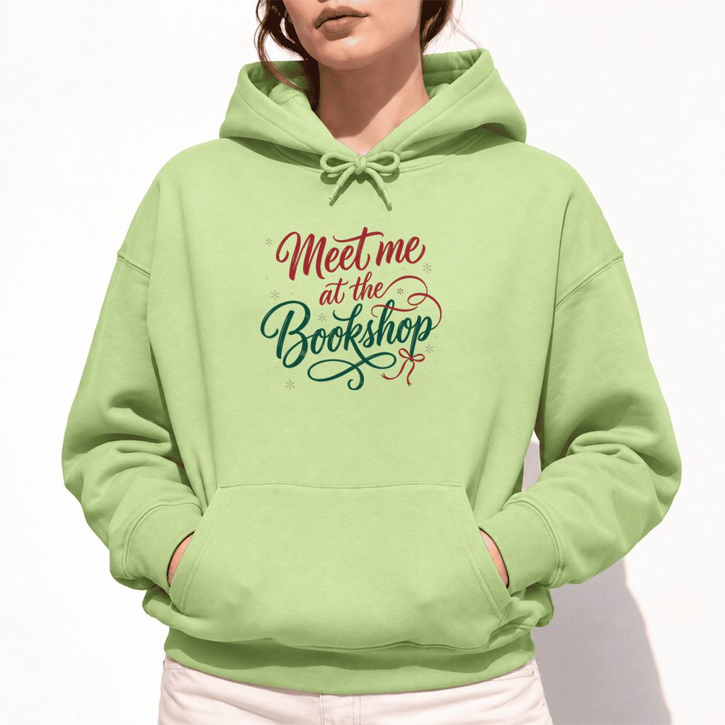 Meet Me At The Bookshop Softstyle Hoodie | Christmas Reader Gift Pistachio