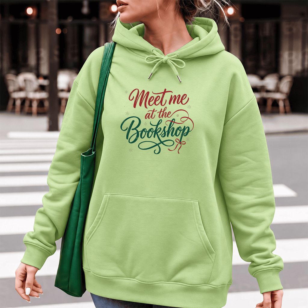 Meet Me At The Bookshop Softstyle Hoodie | Christmas Reader Gift Pistachio