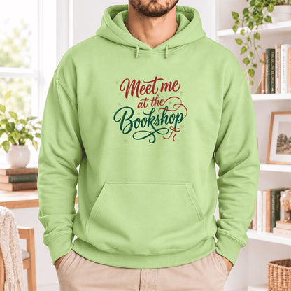 Meet Me At The Bookshop Softstyle Hoodie | Christmas Reader Gift Pistachio