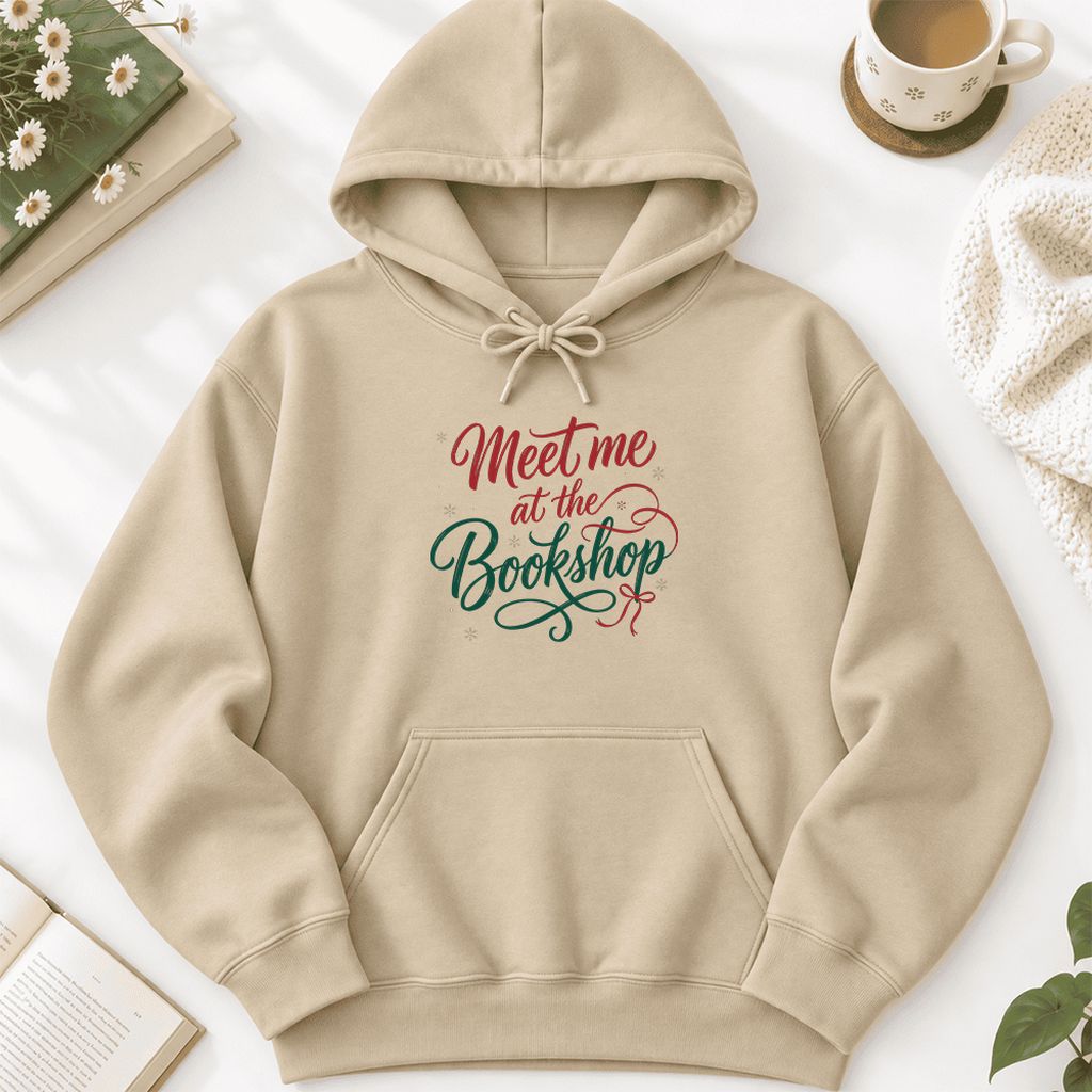 Meet Me At The Bookshop Softstyle Hoodie | Christmas Reader Gift Sand