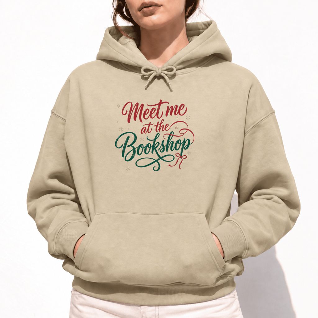 Meet Me At The Bookshop Softstyle Hoodie | Christmas Reader Gift Sand