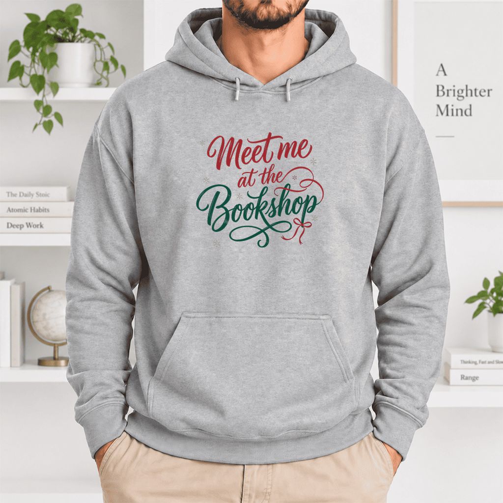Meet Me At The Bookshop Softstyle Hoodie | Christmas Reader Gift Sport Grey
