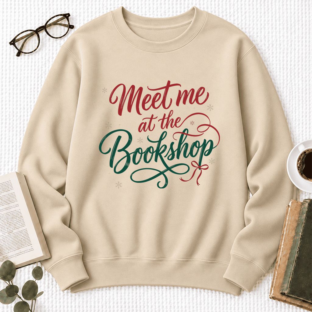 Meet Me At The Bookshop Softstyle Sweatshirt | Christmas Reader Gift Sand