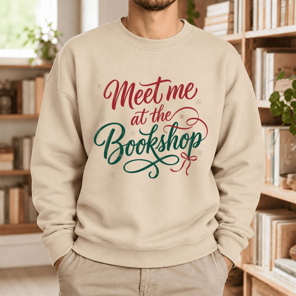 Meet Me At The Bookshop Softstyle Sweatshirt | Christmas Reader Gift Sand