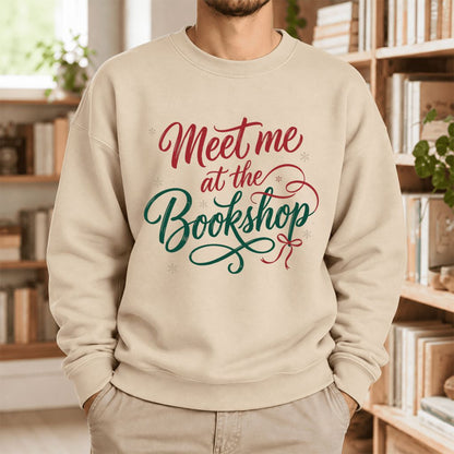 Meet Me At The Bookshop Softstyle Sweatshirt | Christmas Reader Gift Sand