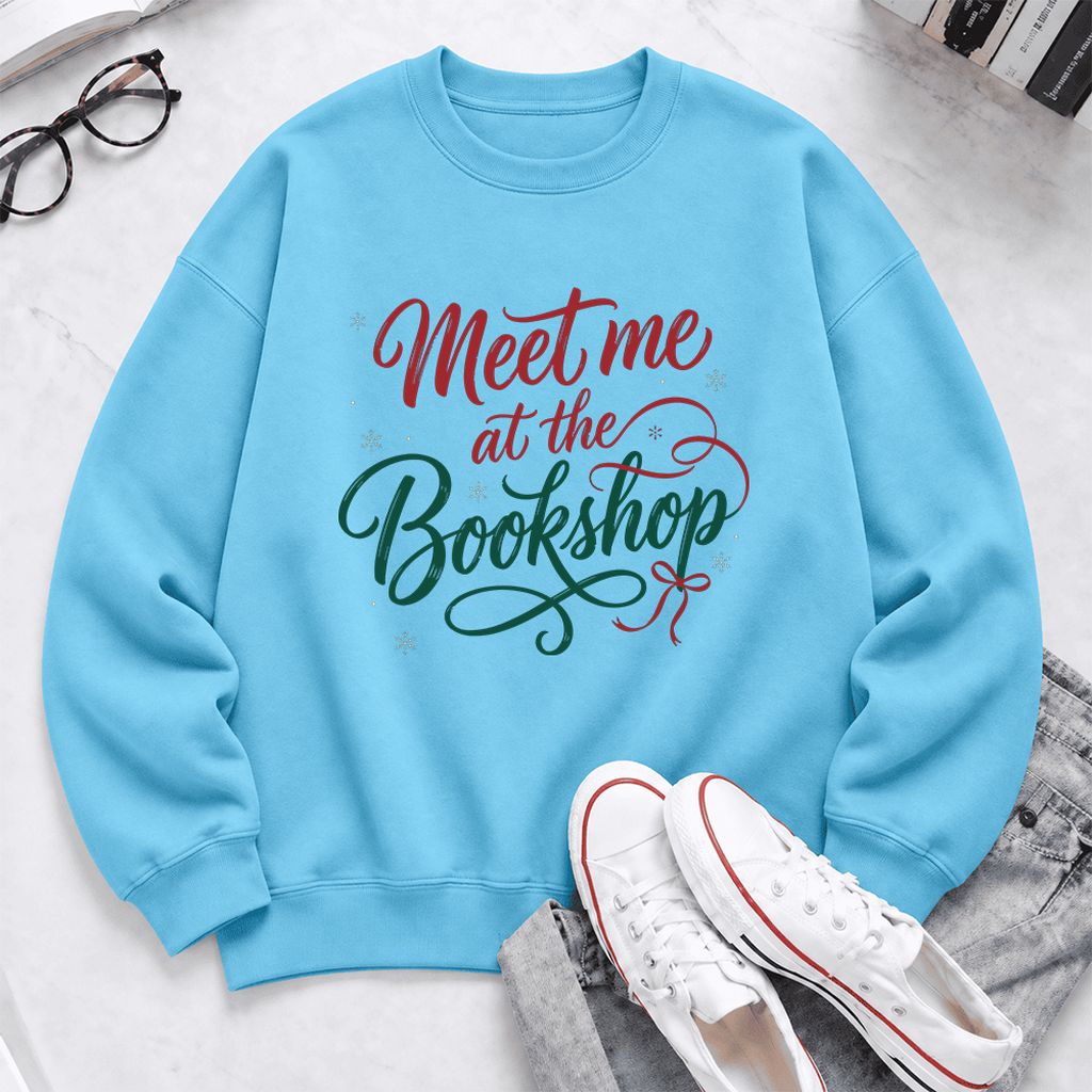 Meet Me At The Bookshop Softstyle Sweatshirt | Christmas Reader Gift Sky