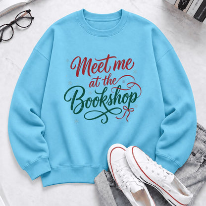Meet Me At The Bookshop Softstyle Sweatshirt | Christmas Reader Gift Sky