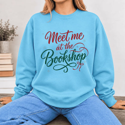 Meet Me At The Bookshop Softstyle Sweatshirt | Christmas Reader Gift Sky