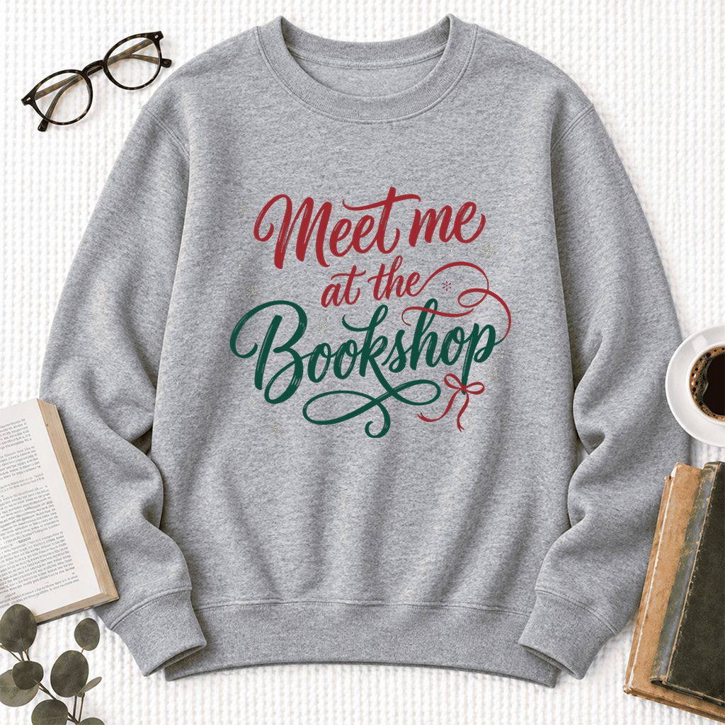 Meet Me At The Bookshop Softstyle Sweatshirt | Christmas Reader Gift Sport Grey