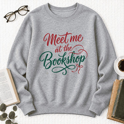 Meet Me At The Bookshop Softstyle Sweatshirt | Christmas Reader Gift Sport Grey