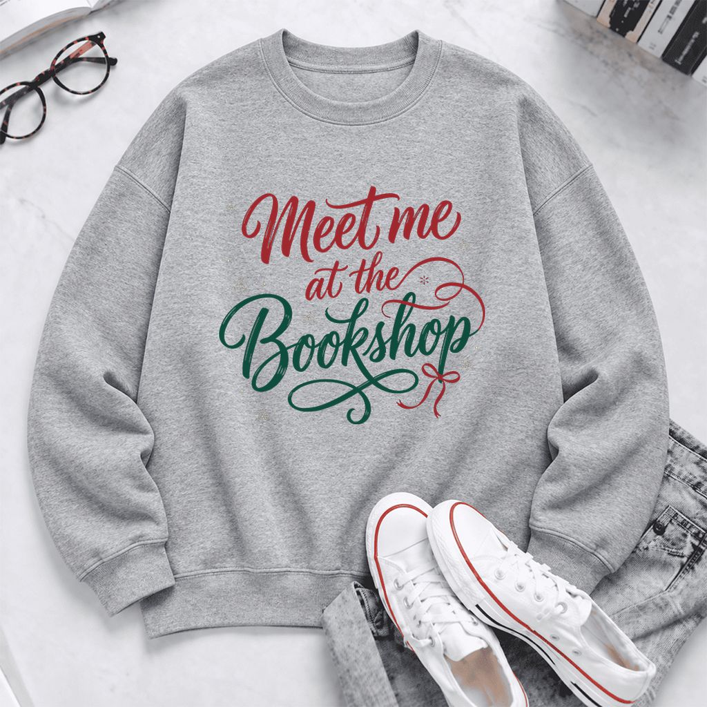 Meet Me At The Bookshop Softstyle Sweatshirt | Christmas Reader Gift Sport Grey