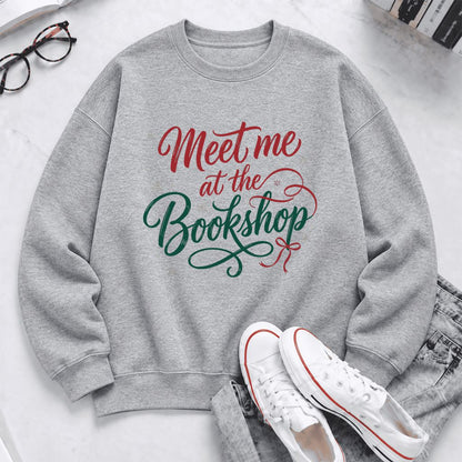 Meet Me At The Bookshop Softstyle Sweatshirt | Christmas Reader Gift Sport Grey