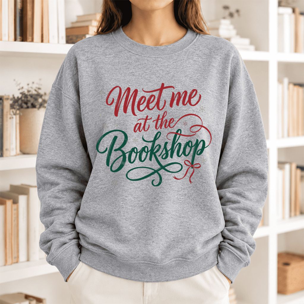 Meet Me At The Bookshop Softstyle Sweatshirt | Christmas Reader Gift Sport Grey