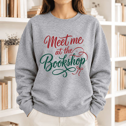 Meet Me At The Bookshop Softstyle Sweatshirt | Christmas Reader Gift Sport Grey