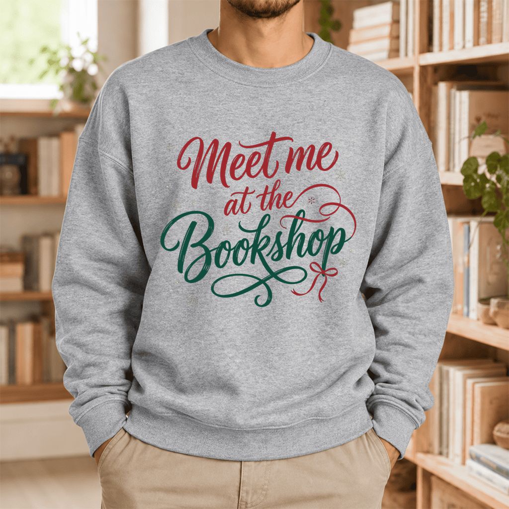 Meet Me At The Bookshop Softstyle Sweatshirt | Christmas Reader Gift Sport Grey