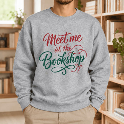 Meet Me At The Bookshop Softstyle Sweatshirt | Christmas Reader Gift Sport Grey