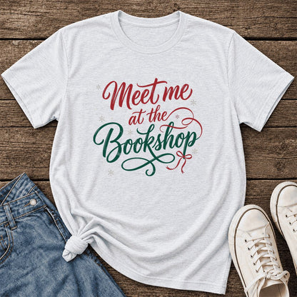 Meet Me At The Bookshop Ultra-Soft Cotton T-Shirt | Christmas Reader Gift Ash