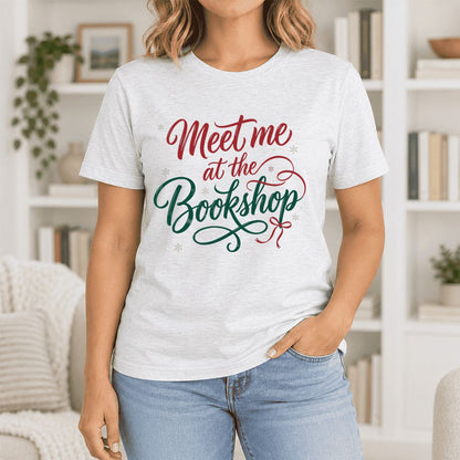 Meet Me At The Bookshop Ultra-Soft Cotton T-Shirt | Christmas Reader Gift Ash