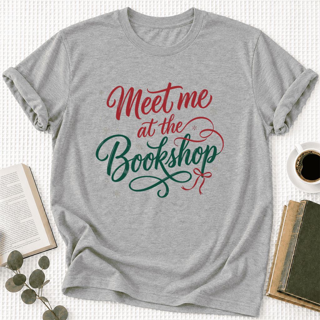 Meet Me At The Bookshop Ultra-Soft Cotton T-Shirt | Christmas Reader Gift Athletic Heather
