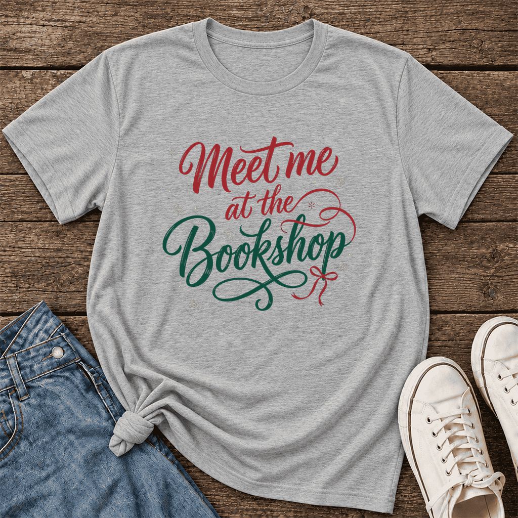 Meet Me At The Bookshop Ultra-Soft Cotton T-Shirt | Christmas Reader Gift Athletic Heather