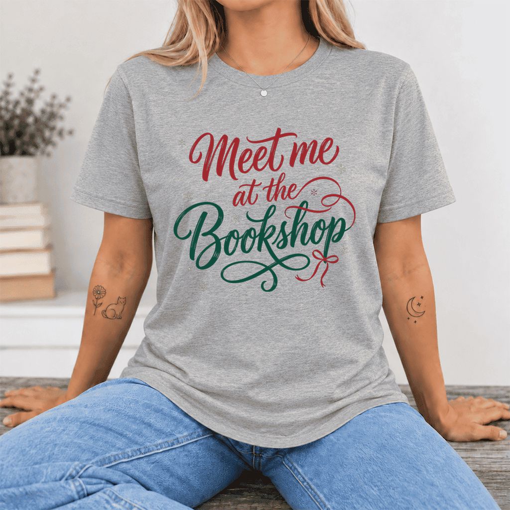 Meet Me At The Bookshop Ultra-Soft Cotton T-Shirt | Christmas Reader Gift Athletic Heather
