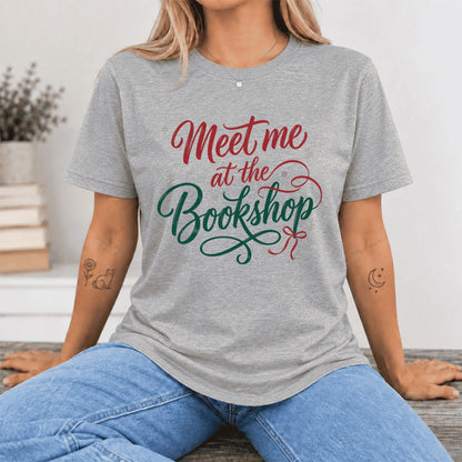 Meet Me At The Bookshop Ultra-Soft Cotton T-Shirt | Christmas Reader Gift Athletic Heather